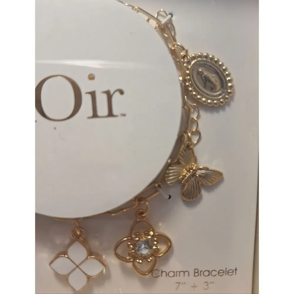 NWT nOir Gold Tone Charm Bracelet